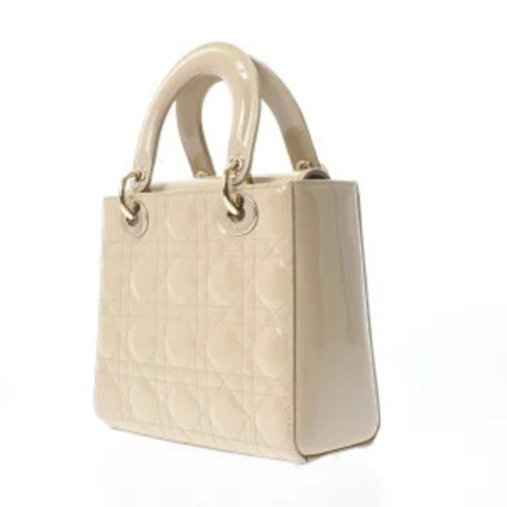 Dior Patent Cannage LADY Vernis Handbag Beige Calfskin Bag